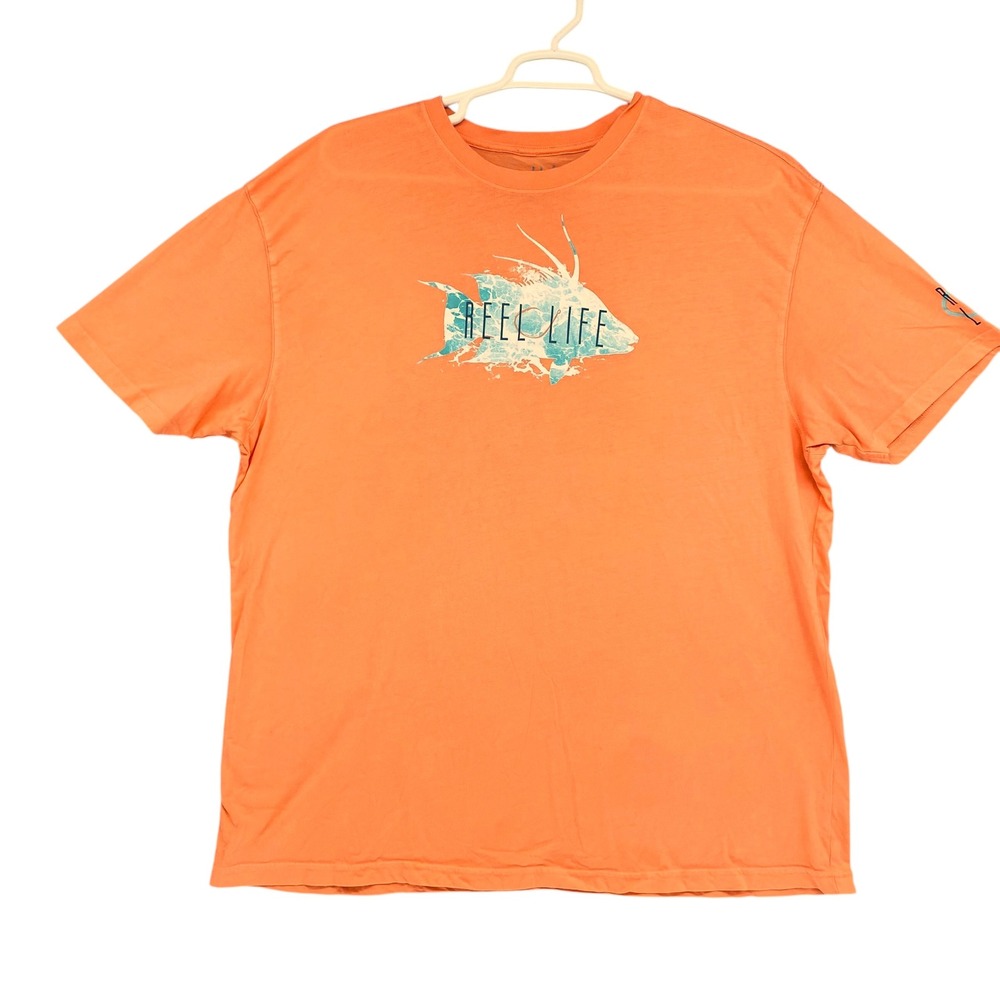 Reel Life Fishing T-Shirt Graphic Print Short Sleeve Casual XXL‎